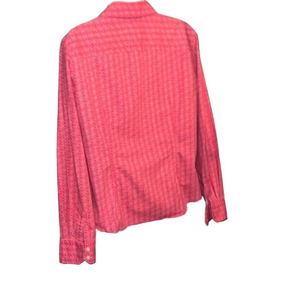 Bass Women Long Sleeve Symmetrical Floral Print Poplin Blouse Tops Pink Size Lar - Picture 2 of 7